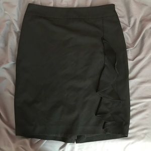 black ruffle pencil skirt